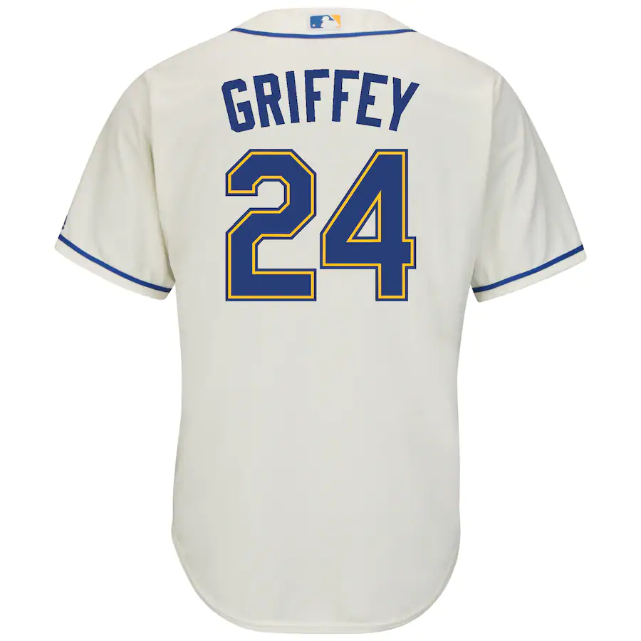 Alternative view of Ken Griffey Jr. Seattle Mariners Majestic Alternate Official Cool Base Replica Player Baseball Jersey - Cream