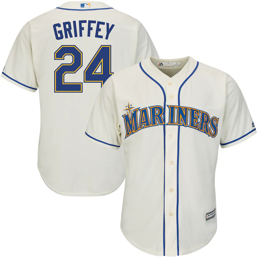 Ken Griffey Jr. Seattle Mariners Majestic Alternate Official Cool Base Replica Player Baseball Jersey - Cream