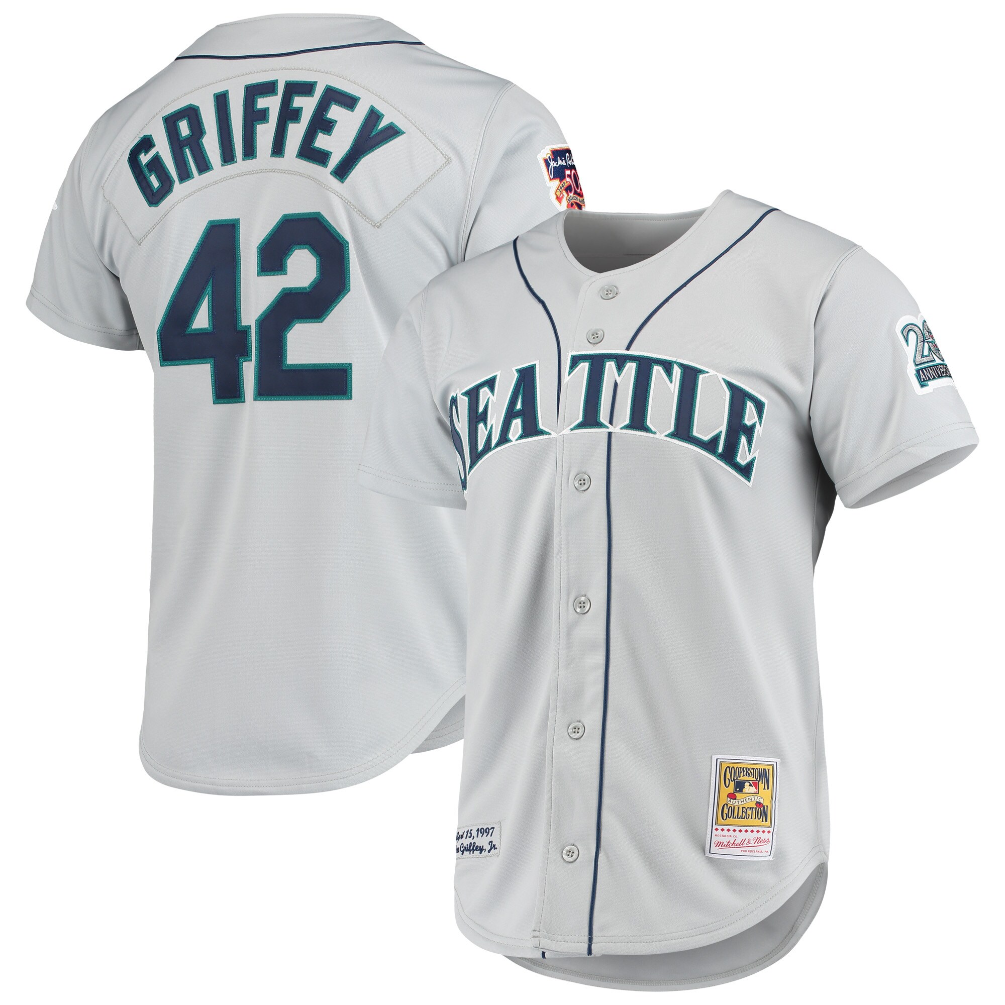 Ken Griffey Jr. Seattle Mariners Mitchell & Ness 20th Anniversary Cooperstown Collection Authentic Baseball Jersey - Gray