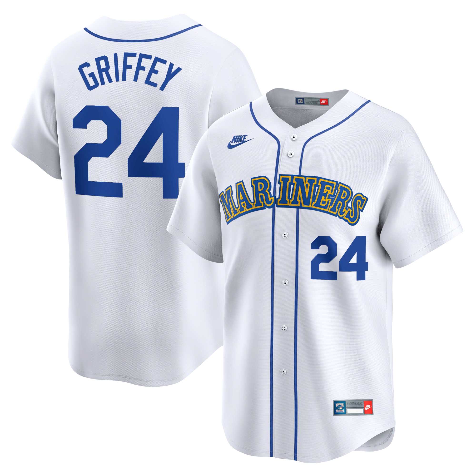 Ken Griffey Jr. Seattle Mariners Throwback Cooperstown Limited Baseball Jersey - White