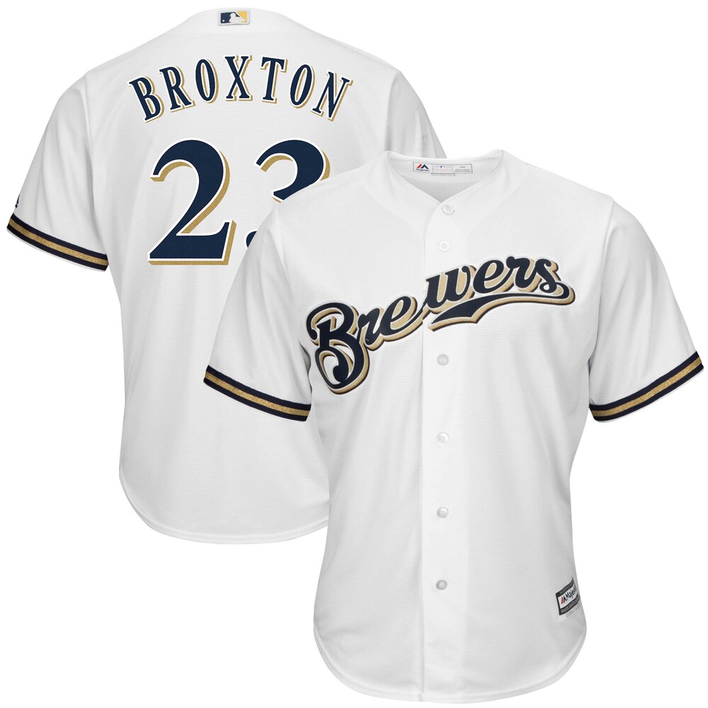 Keon Broxton Milwaukee Brewers Majestic Home Cool Base Player Baseball Jersey - White