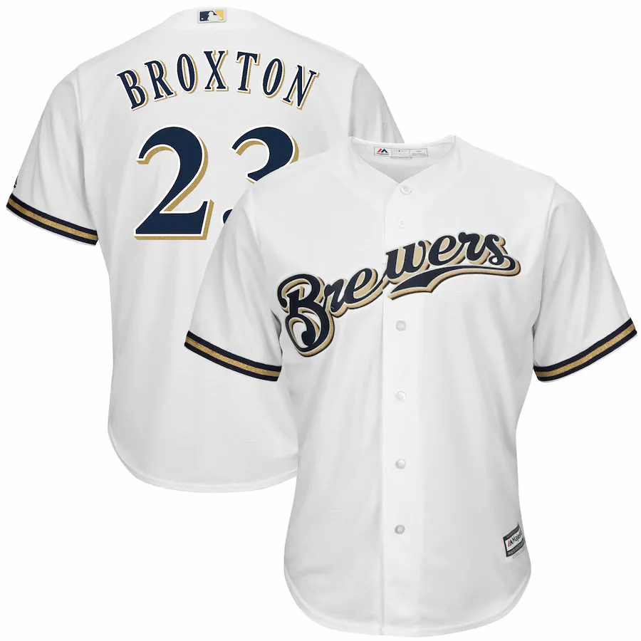 Keon Broxton Milwaukee Brewers Majestic Home Cool Base Replica Player Baseball Jersey - White