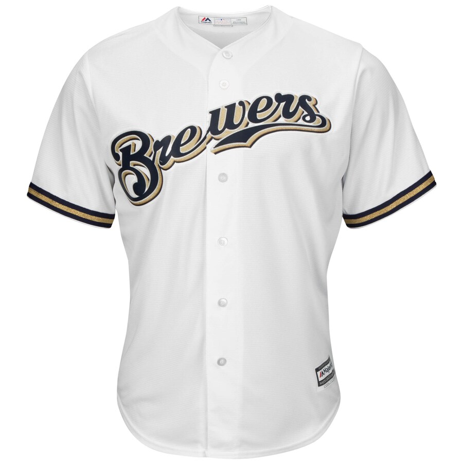 Alternative view of Keon Broxton Milwaukee Brewers Majestic Home Cool Base Replica Player Baseball Jersey - White