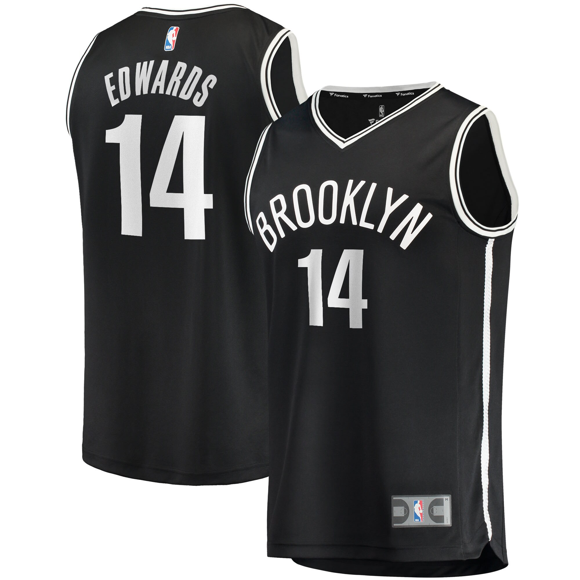 Alternative view of Kessler Edwards Brooklyn Nets Fanatics Branded 2021/22 Fast Break Replica Jersey - Icon Edition - Black