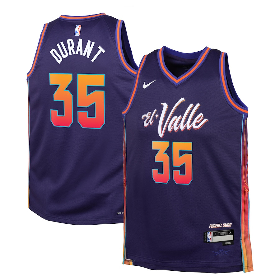 Kevin Durant 35 Phoenix Suns 2023/24 City Edition Swingman YOUTH Jersey - Purple - JS747 
