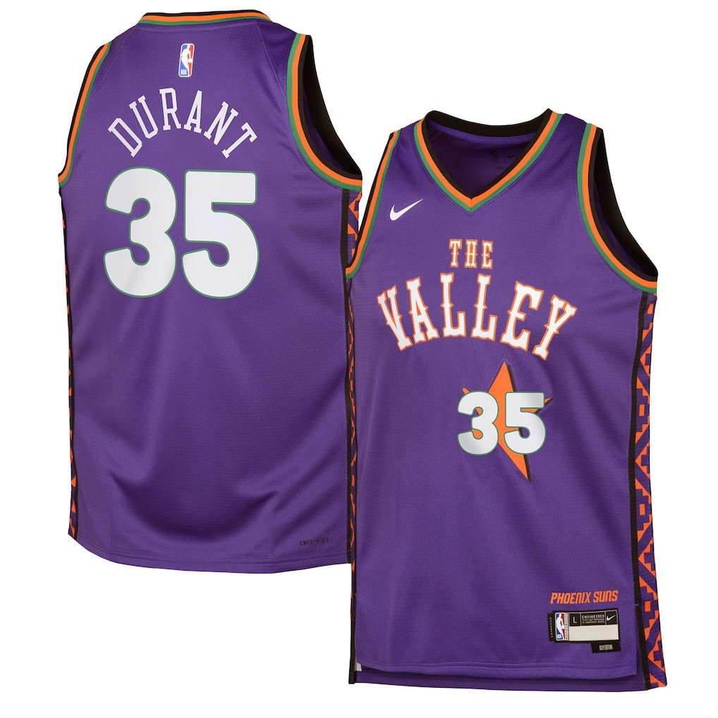 Kevin Durant 35 Phoenix Suns 2024/25 Swingman Player YOUTH Basketball Jersey - City Edition - Purple - JS219 