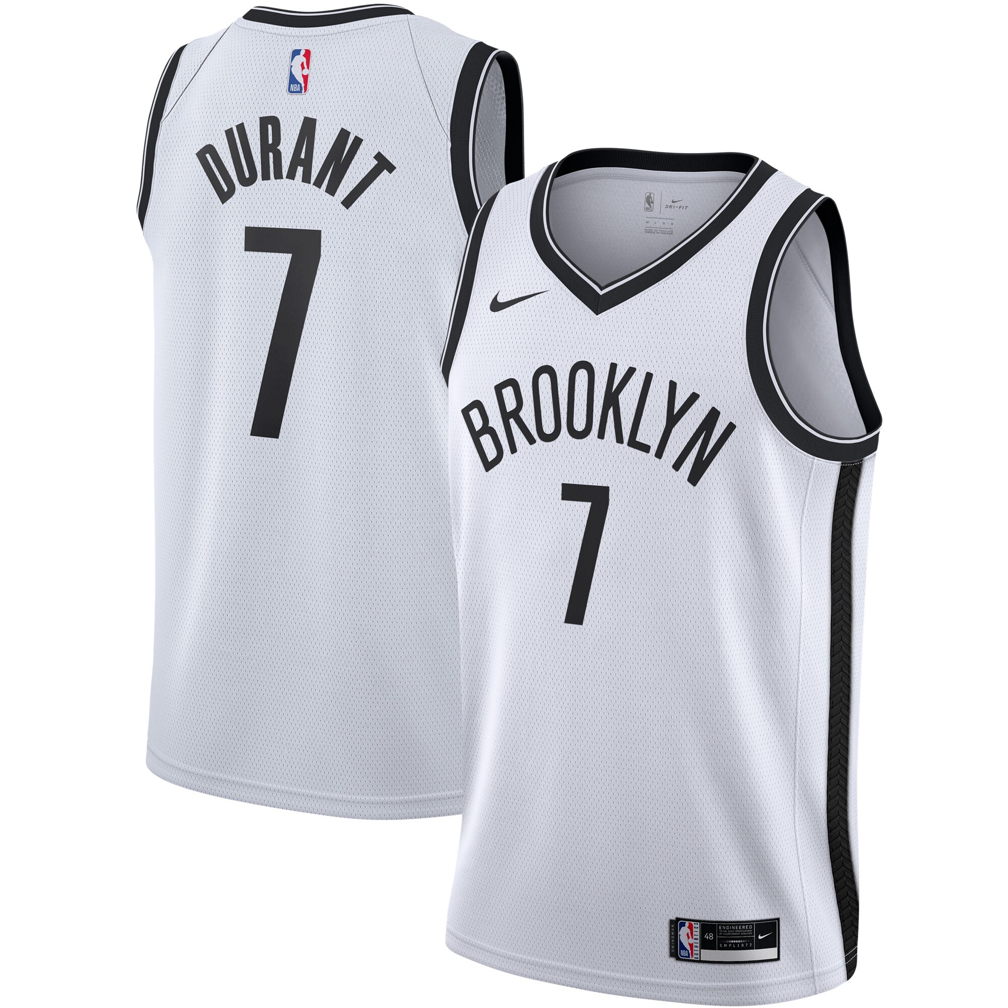 Alternative view of Kevin Durant Brooklyn Nets 2020/21 Swingman Basketball Jersey - White - Association Edition