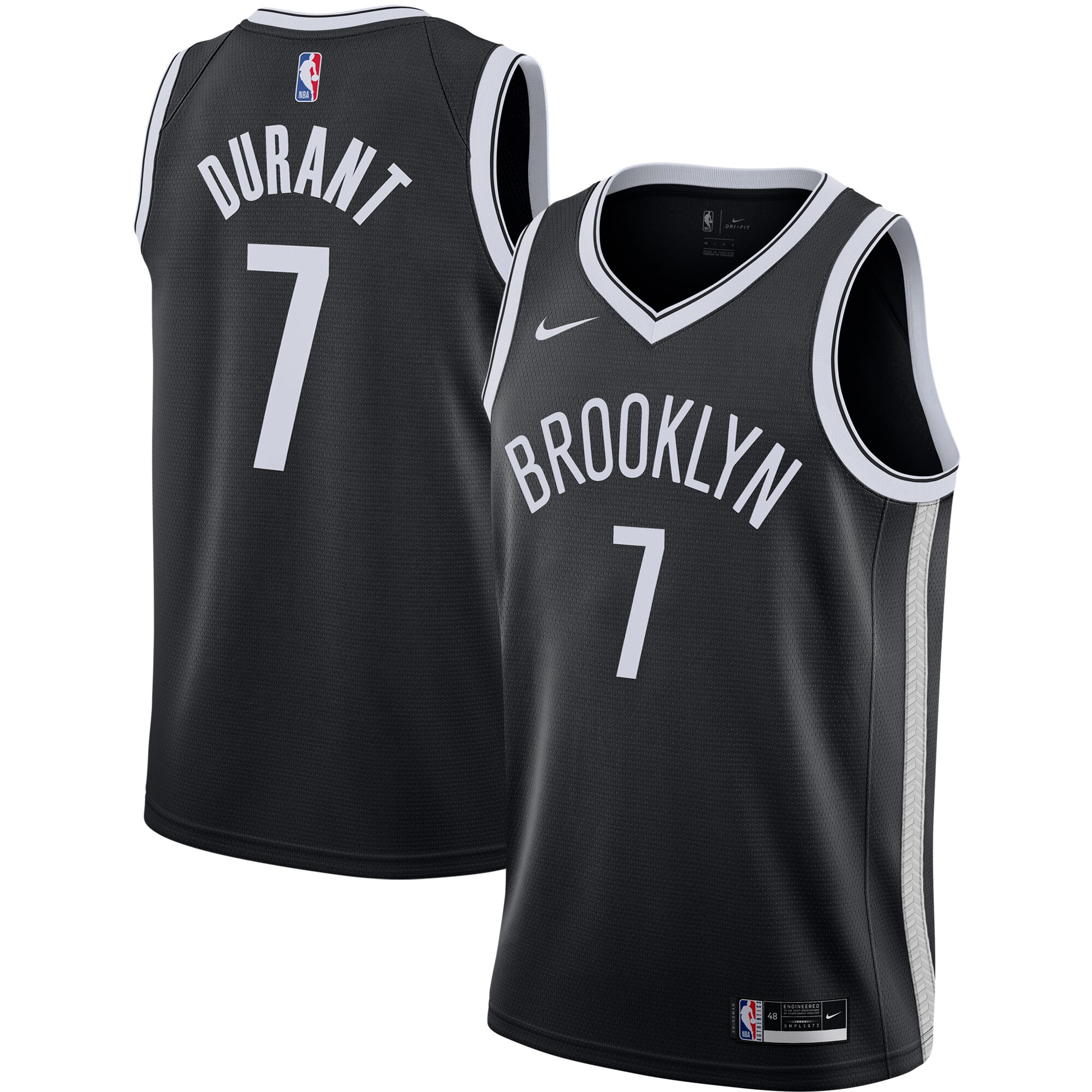 Alternative view of Kevin Durant Brooklyn Nets 2020/21 Swingman Basketball Jersey – Black – Icon Edition