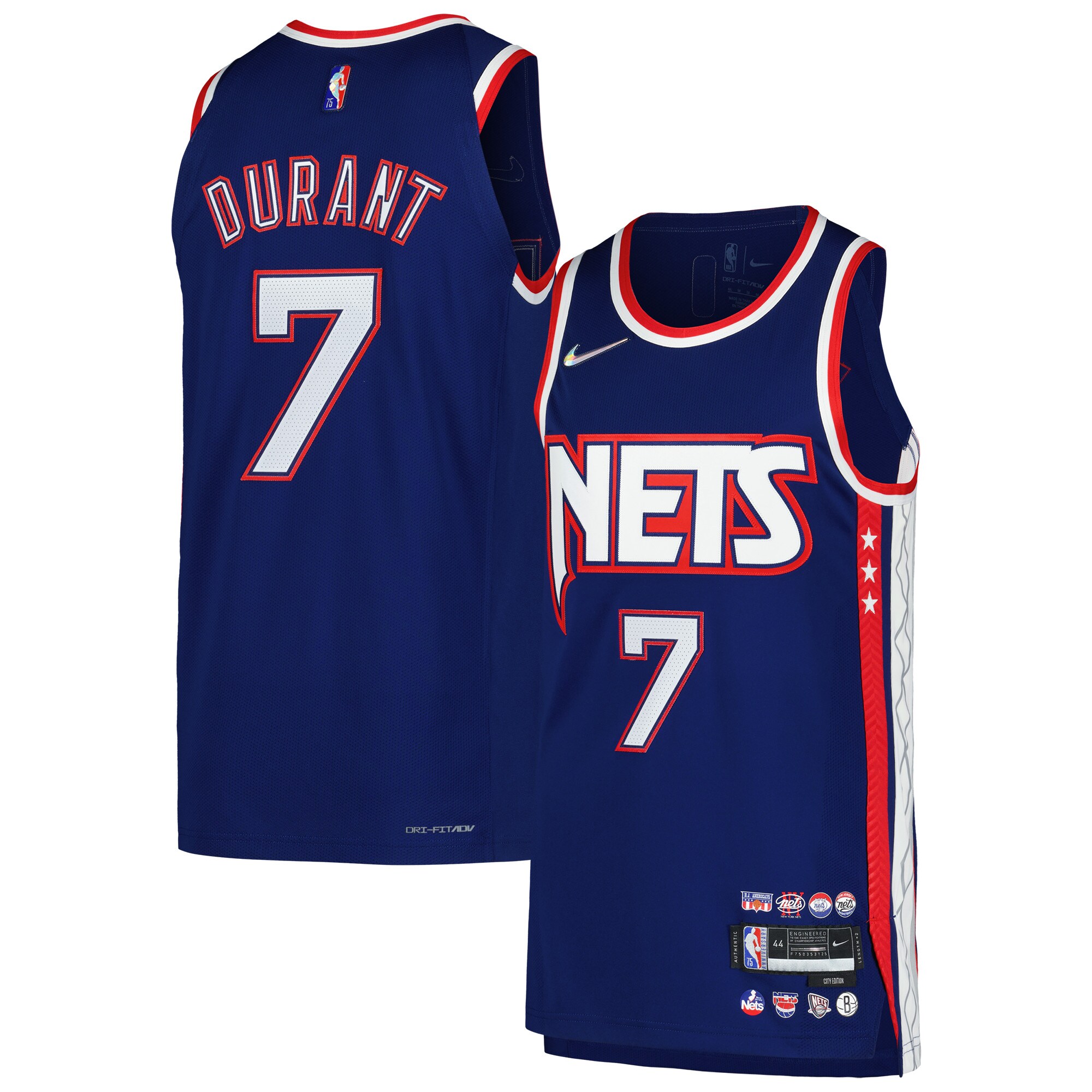 Kevin Durant Brooklyn Nets Authentic Player Basketball Jersey - City Edition - Blue