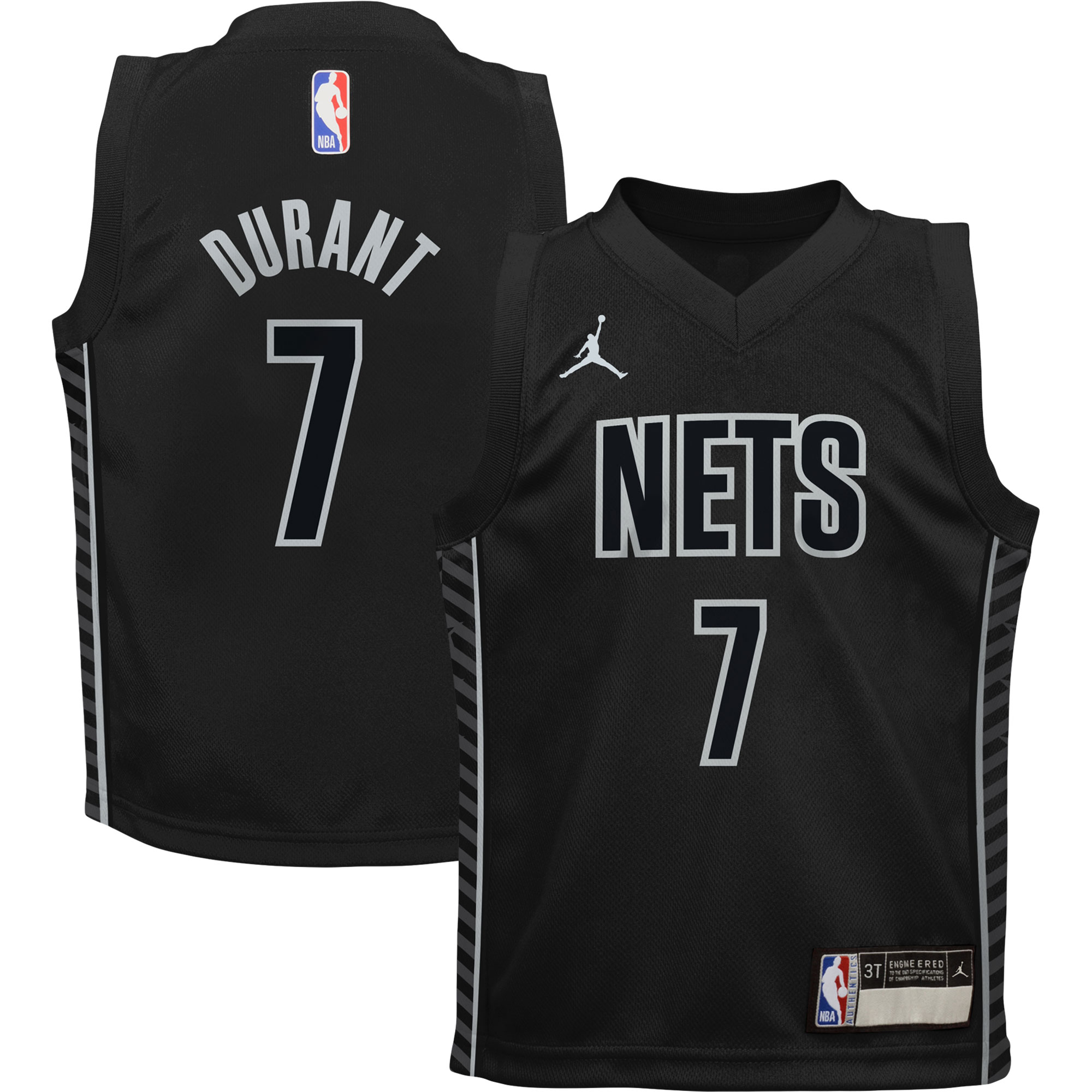 Alternative view of Kevin Durant Brooklyn Nets Jordan Brand Preschool 2022/23 Statement Edition Jersey - Black