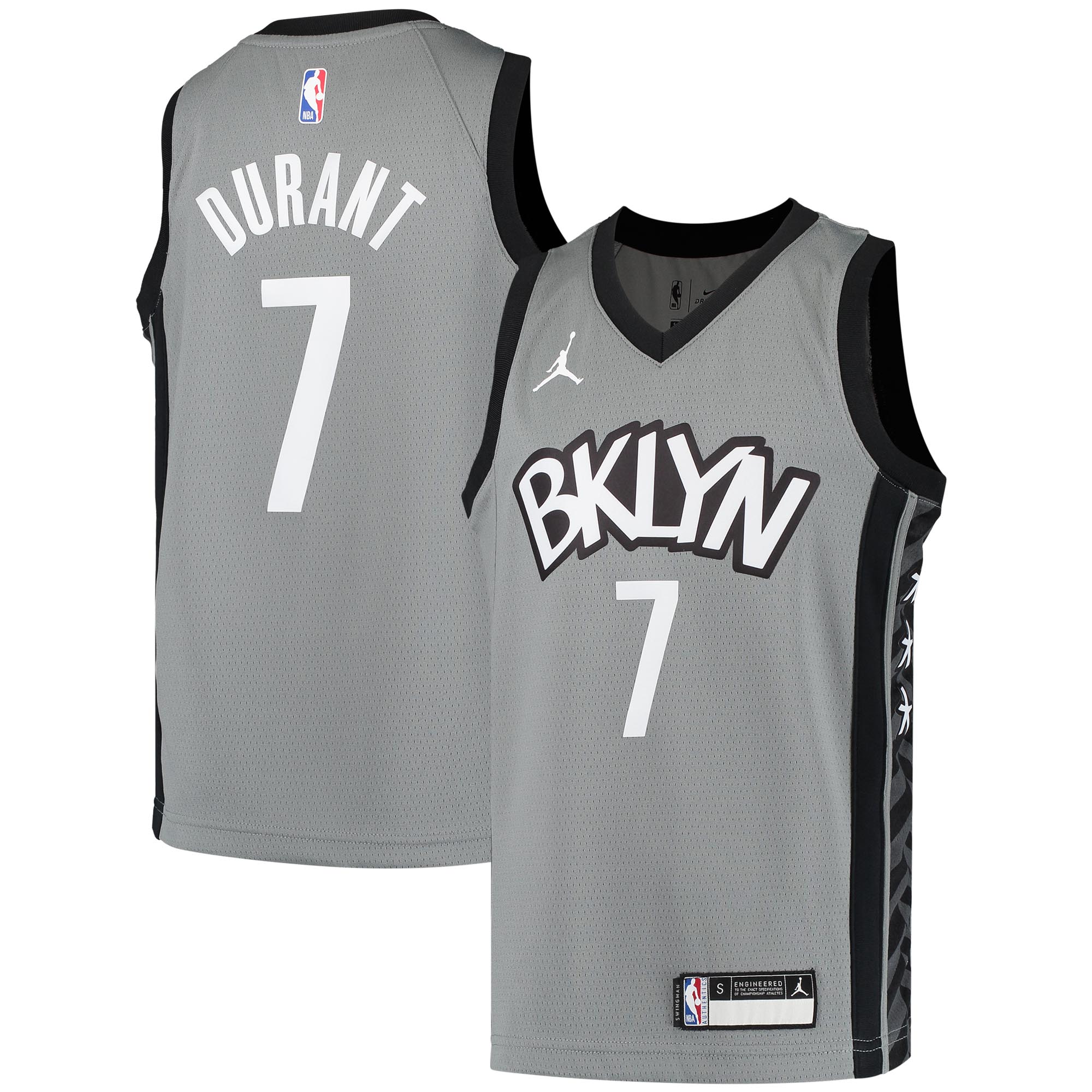 Kevin Durant Brooklyn Nets Jordan Brand Youth 2020/21 Swingman Player Jersey - Gray - Statement Edition