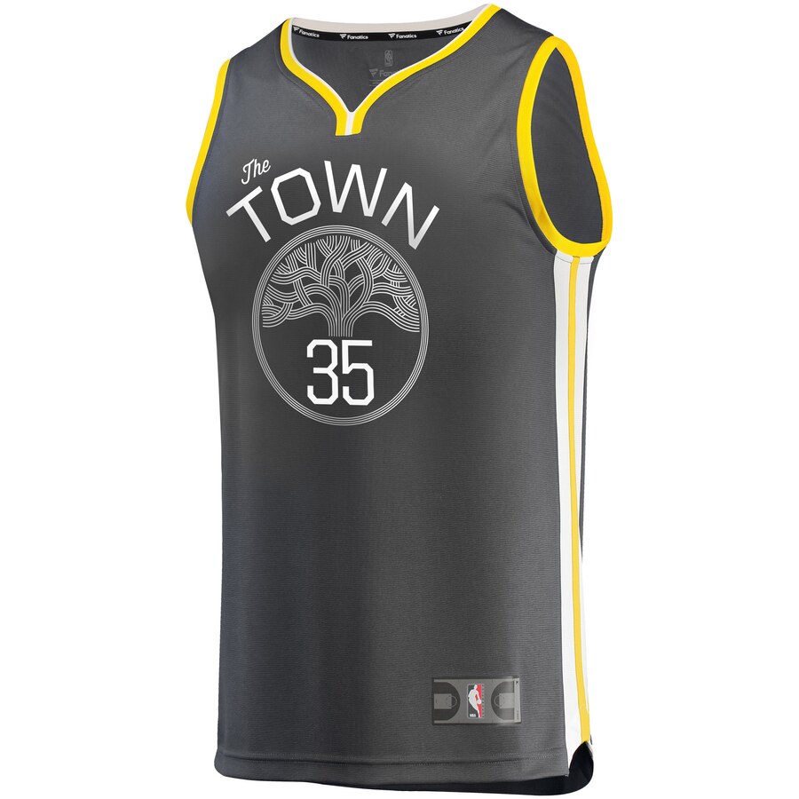 Alternative view of Kevin Durant Golden State Warriors Fanatics Branded Youth Fast Break Replica Basketball Jersey Black - Statement Edition