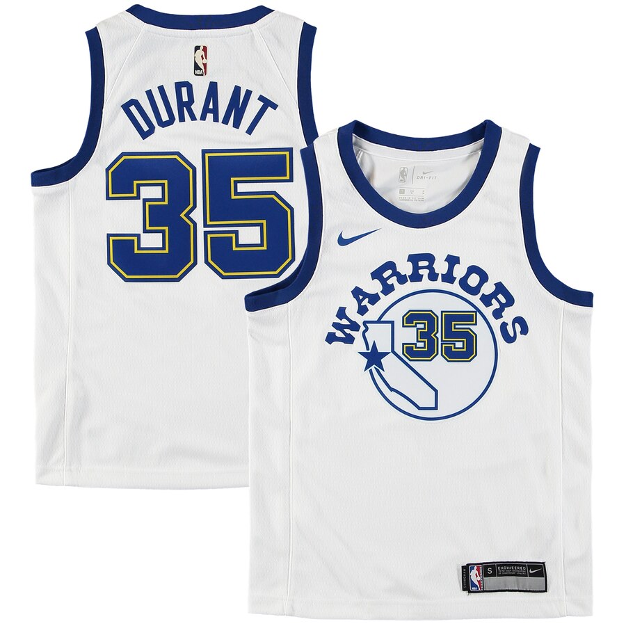 Kevin Durant Golden State Warriors Nike Youth Hardwood Classics Swingman Basketball Jersey - White