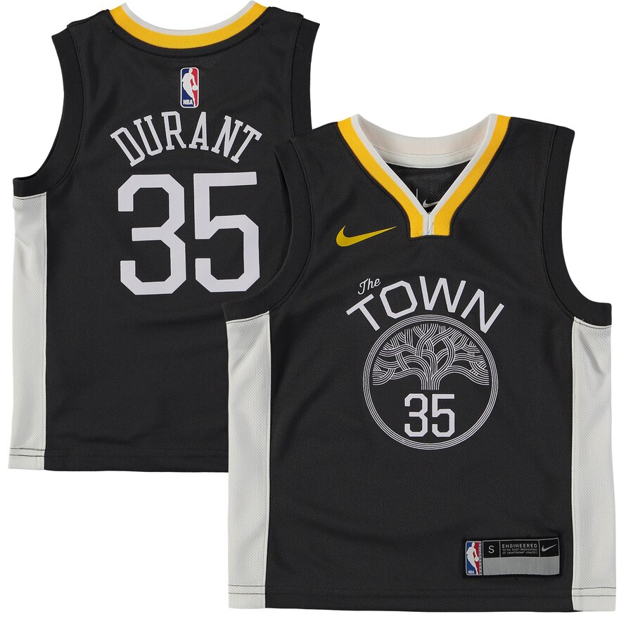 Kevin Durant Golden State Warriors Preschool Replica Basketball Jersey Black - Statement Edition