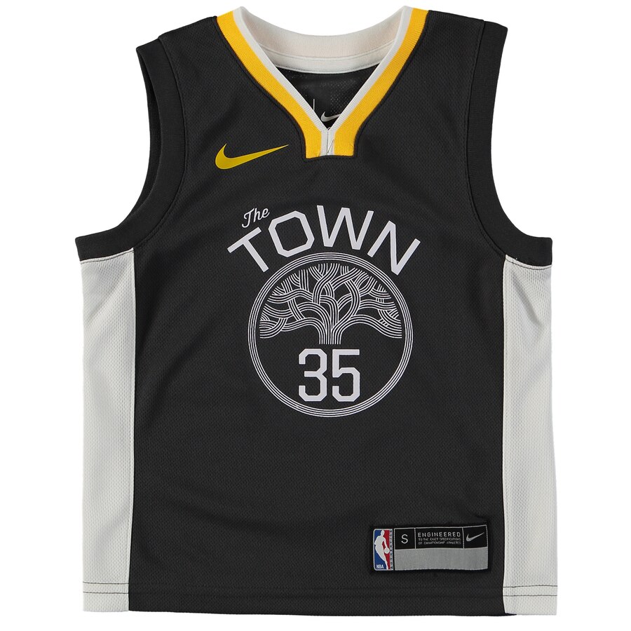 Alternative view of Kevin Durant Golden State Warriors Preschool Replica Basketball Jersey Black - Statement Edition