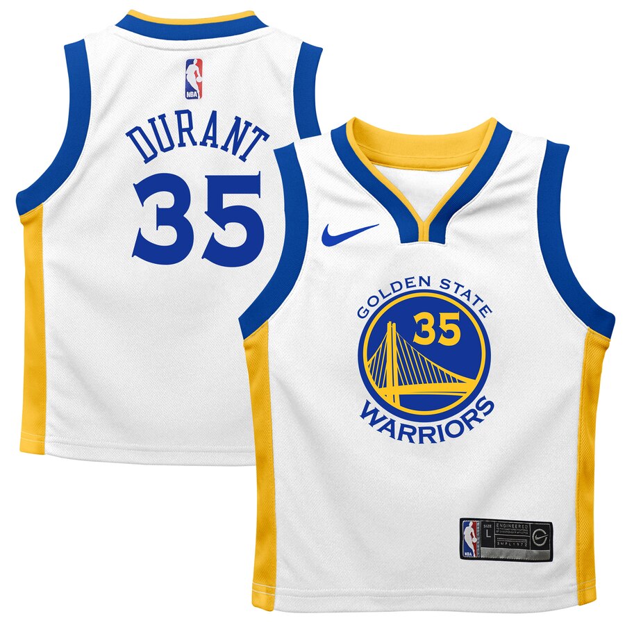 Kevin Durant Golden State Warriors Preschool Replica Basketball Jersey White - Association Edition