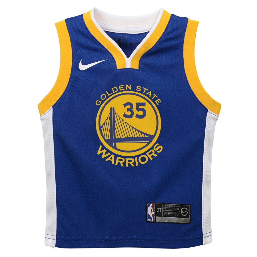Alternative view of Kevin Durant Golden State Warriors Toddler Replica Basketball Jersey Royal - Icon Edition