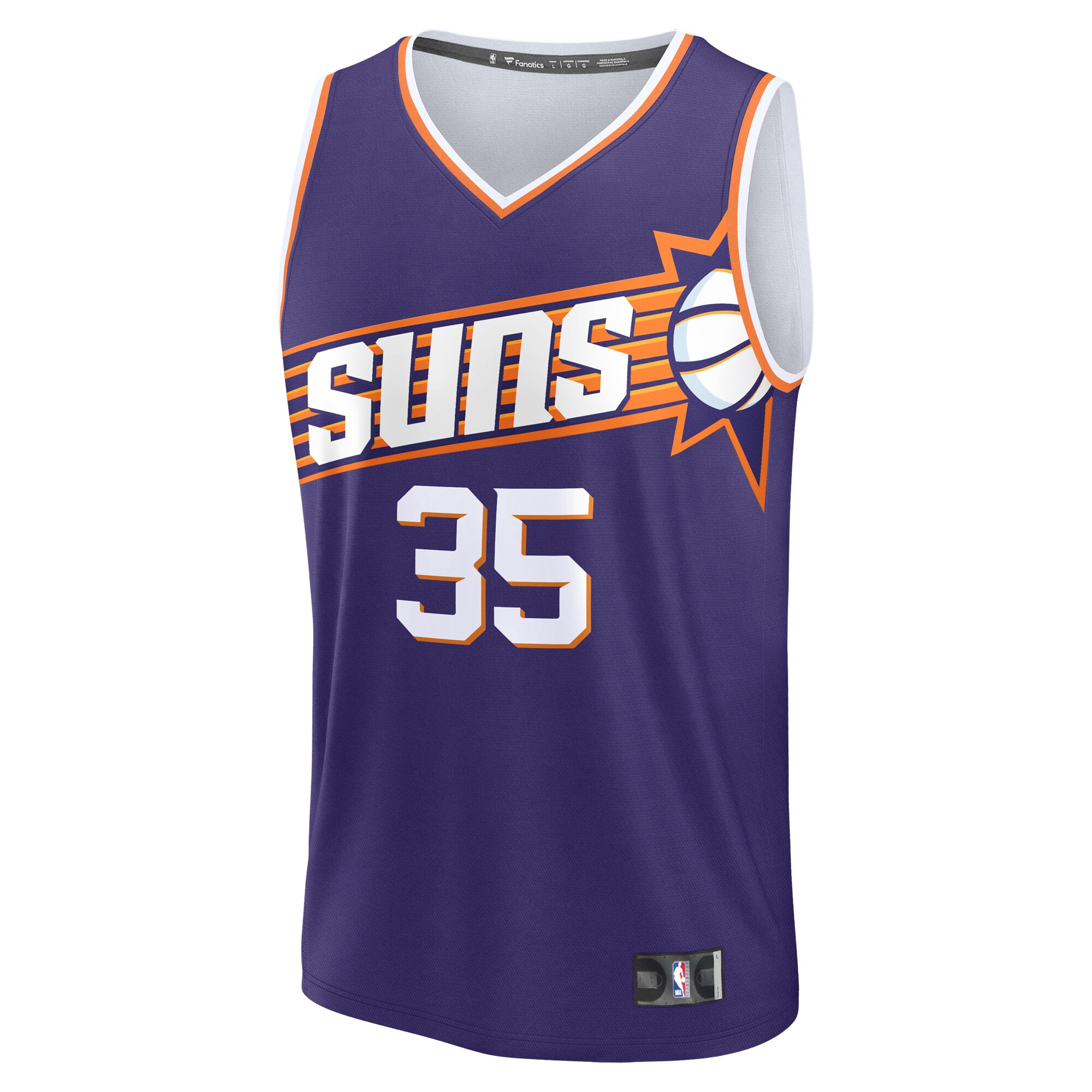 Alternative view of Kevin Durant Phoenix Suns Fanatics Fast Break Replica Player Basketball Jersey - Icon Edition - Purple