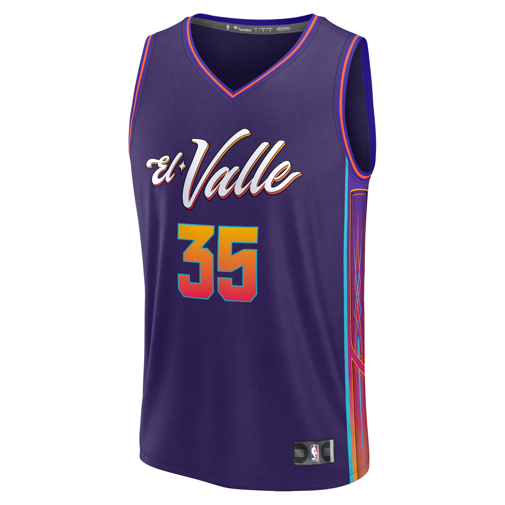 Alternative view of Kevin Durant Phoenix Suns Fanatics Youth Fast Break Basketball Jersey - Purple - City Edition
