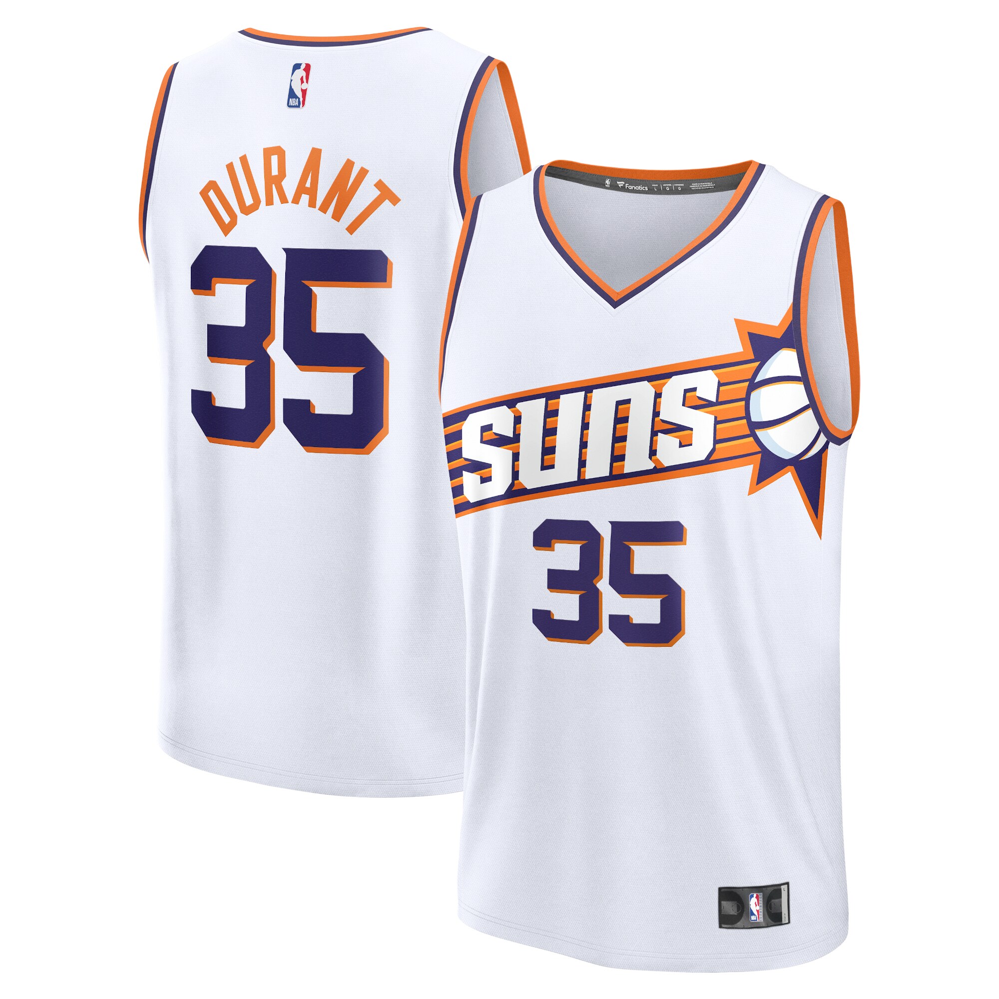 Kevin Durant Phoenix Suns Fanatics Youth Fast Break Player Basketball Jersey - Association Edition - White