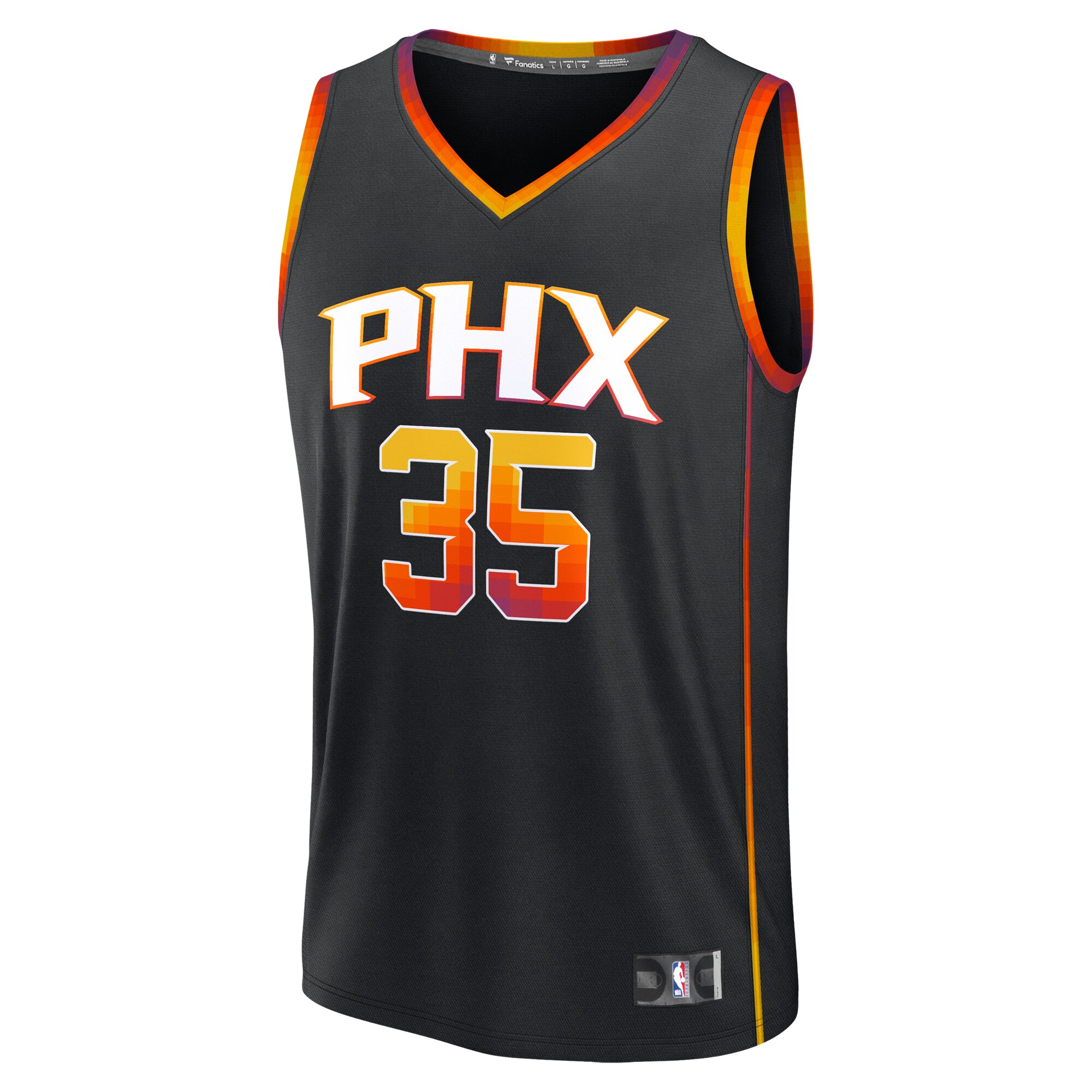 Alternative view of Kevin Durant Phoenix Suns Fanatics Youth Fast Break Replica Player Basketball Jersey - Statement Edition - Black