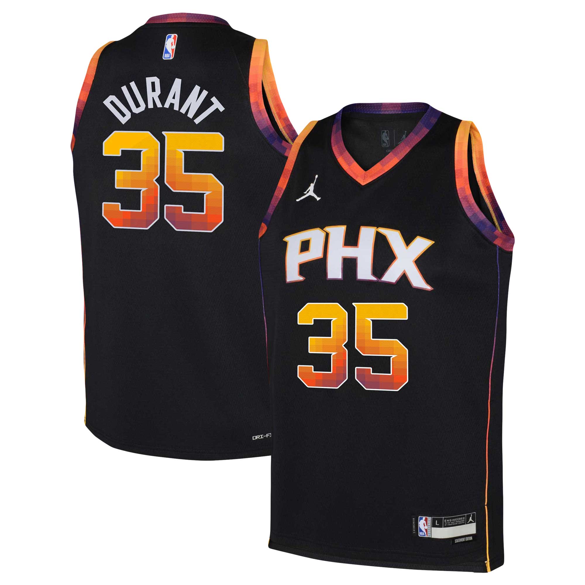 Alternative view of Kevin Durant Phoenix Suns Jordan Brand Youth 2022/23 Swingman Basketball Jersey - Statement Edition - Black