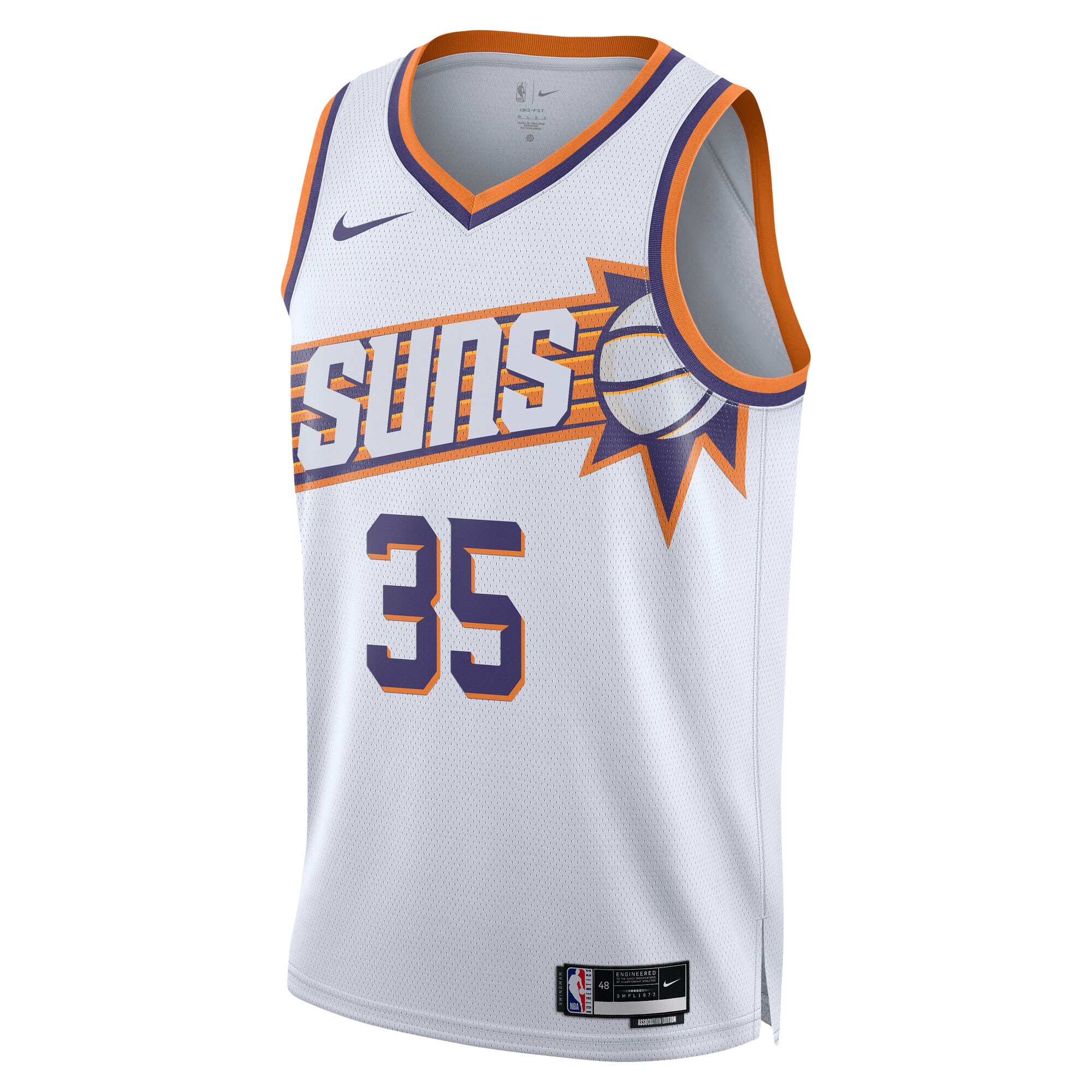 Alternative view of Kevin Durant Phoenix Suns Unisex Swingman Basketball Jersey - Association Edition - White