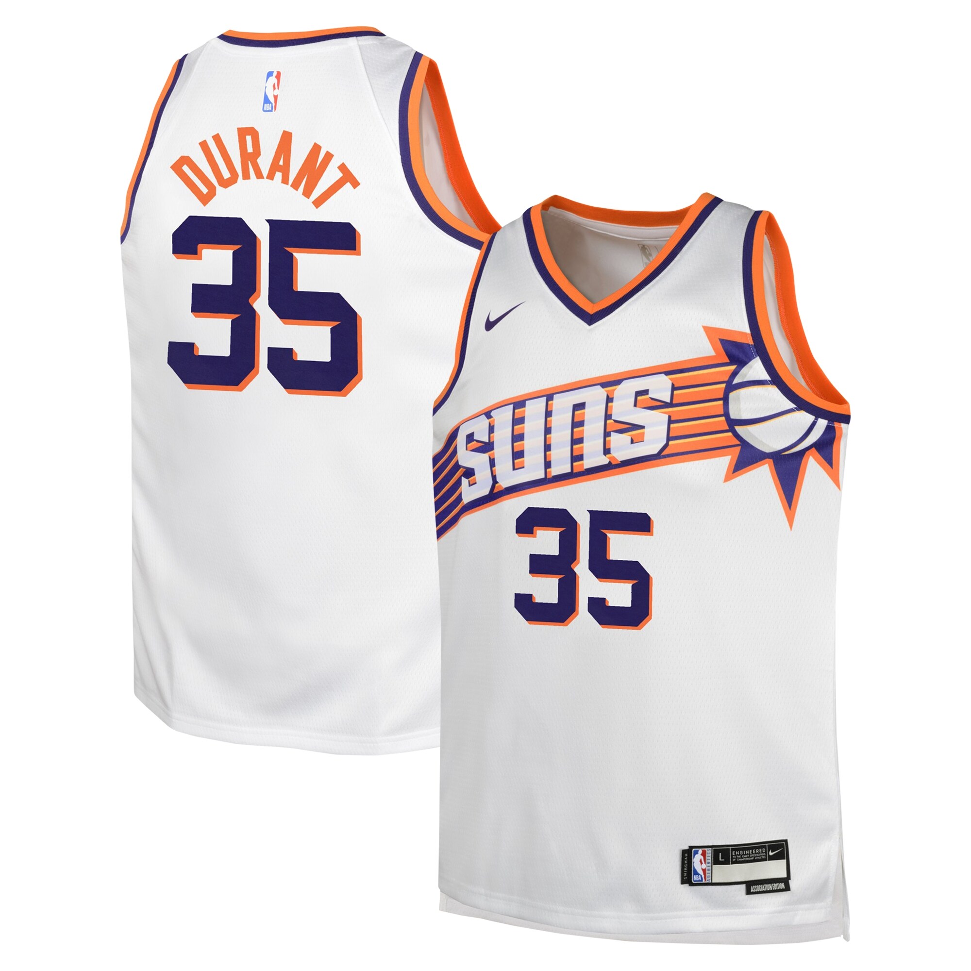 Kevin Durant Phoenix Suns Youth Swingman Basketball Jersey - Association Edition - White