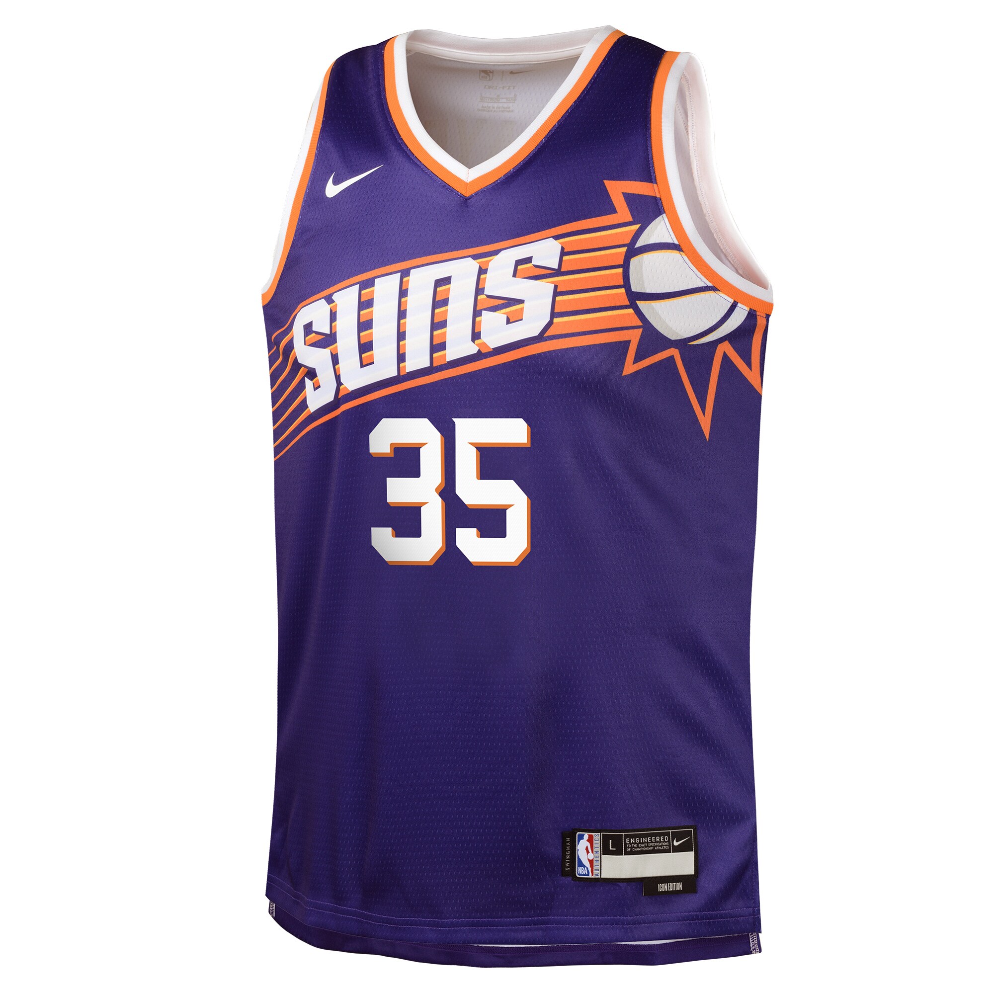 Alternative view of Kevin Durant Phoenix Suns Youth Swingman Basketball Jersey - Purple - Icon