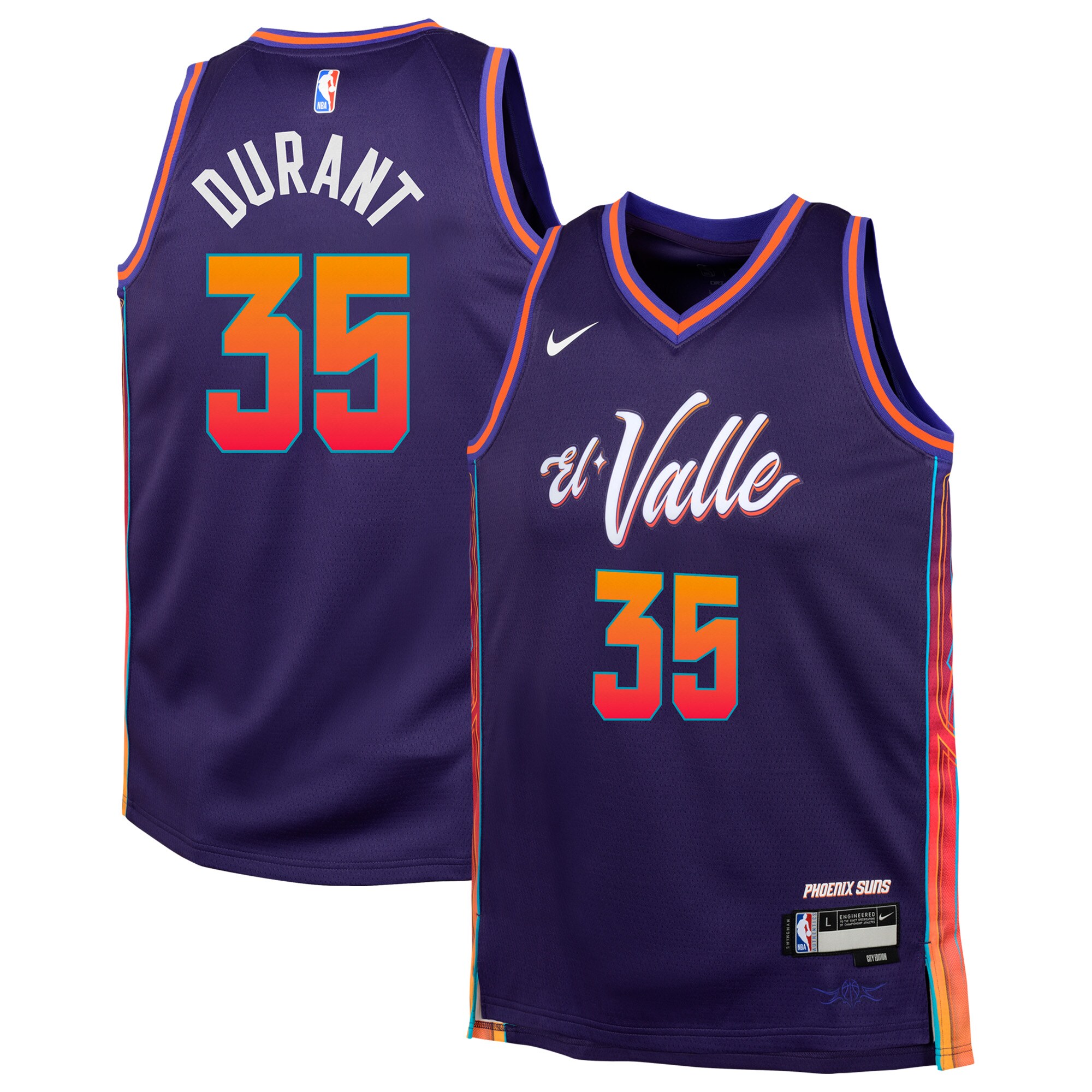 Kevin Durant Phoenix Suns Youth Swingman Replica Basketball Jersey - City Edition - Purple