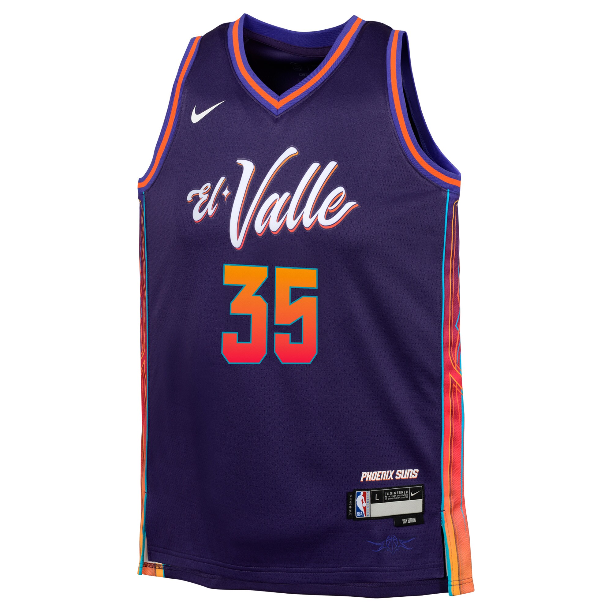 Alternative view of Kevin Durant Phoenix Suns Youth Swingman Replica Basketball Jersey - City Edition - Purple