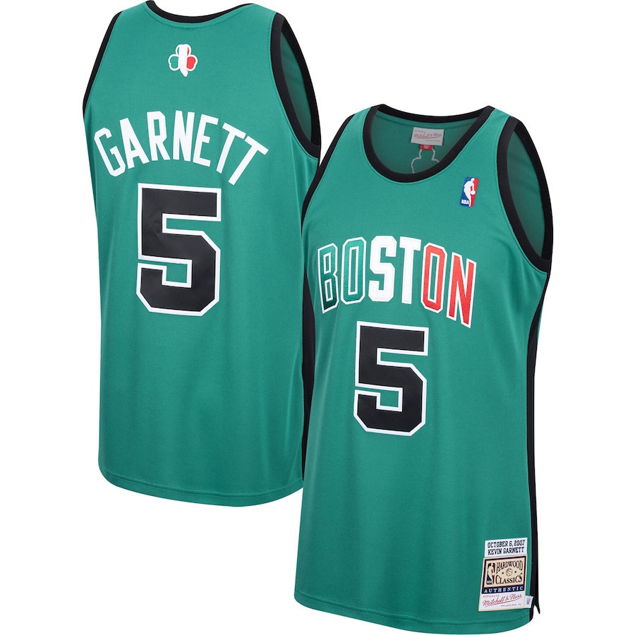 Kevin Garnett 5 Boston Celtics Mitchell & Ness Hardwood Classics Men Basketball Jersey - Kelly Green Basketball Jersey - JS940 