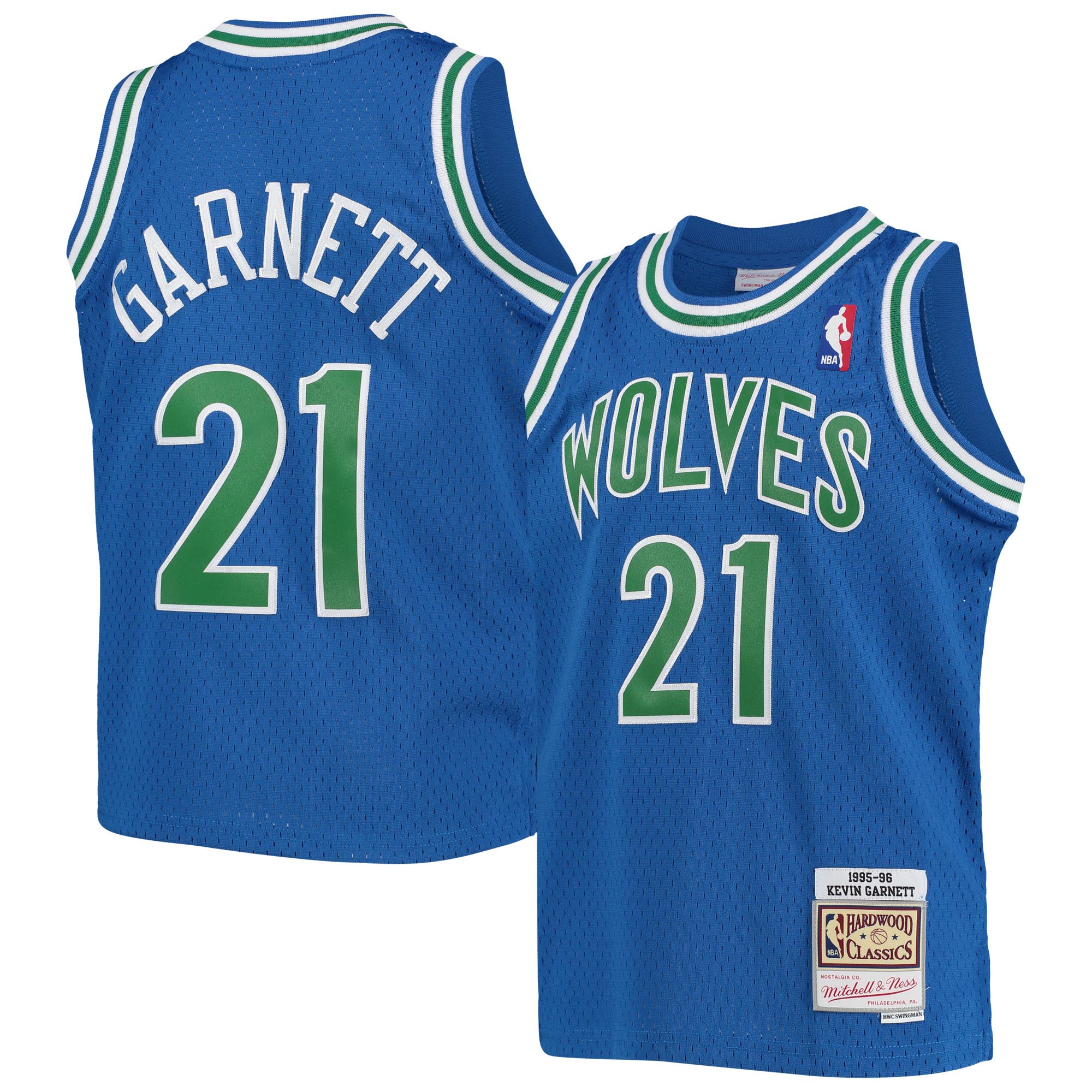 Kevin Garnett Minnesota Timberwolves Mitchell & Ness Youth 1995-96 Hardwood Classics Swingman Basketball Jersey - Blue