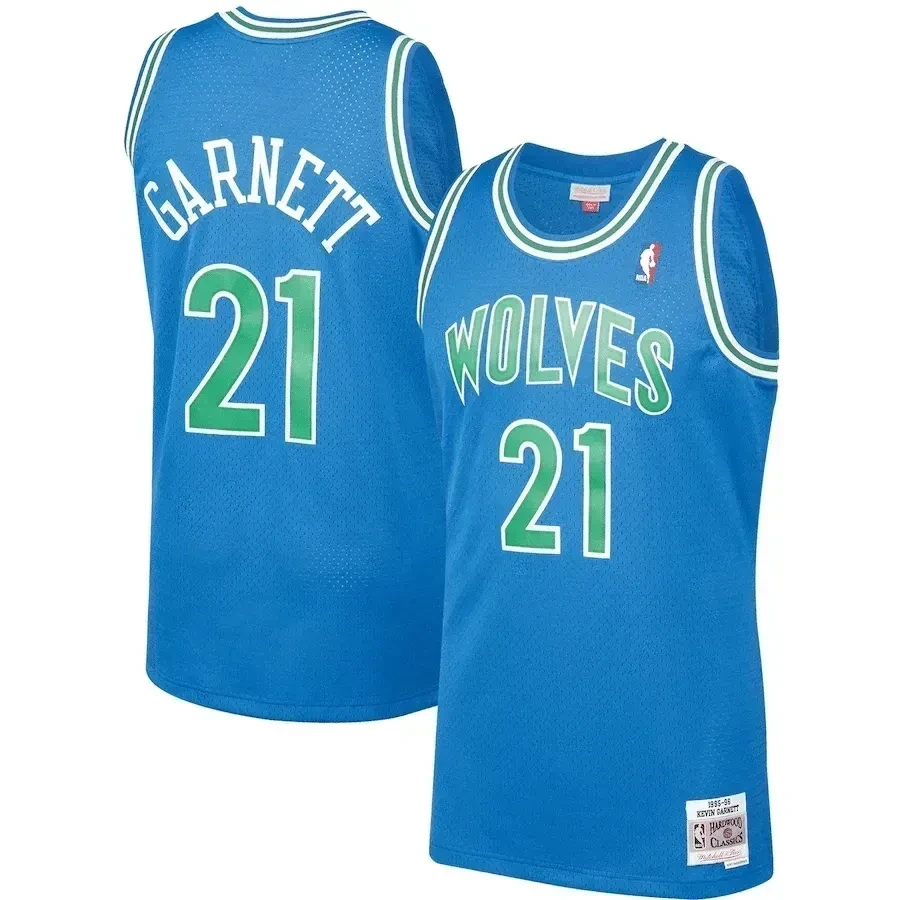 Kevin Garnett Minnesota Timberwolves Mitchell & Ness 1995-96 Hardwood Classics Player Basketball Jersey - Blue - JS910 