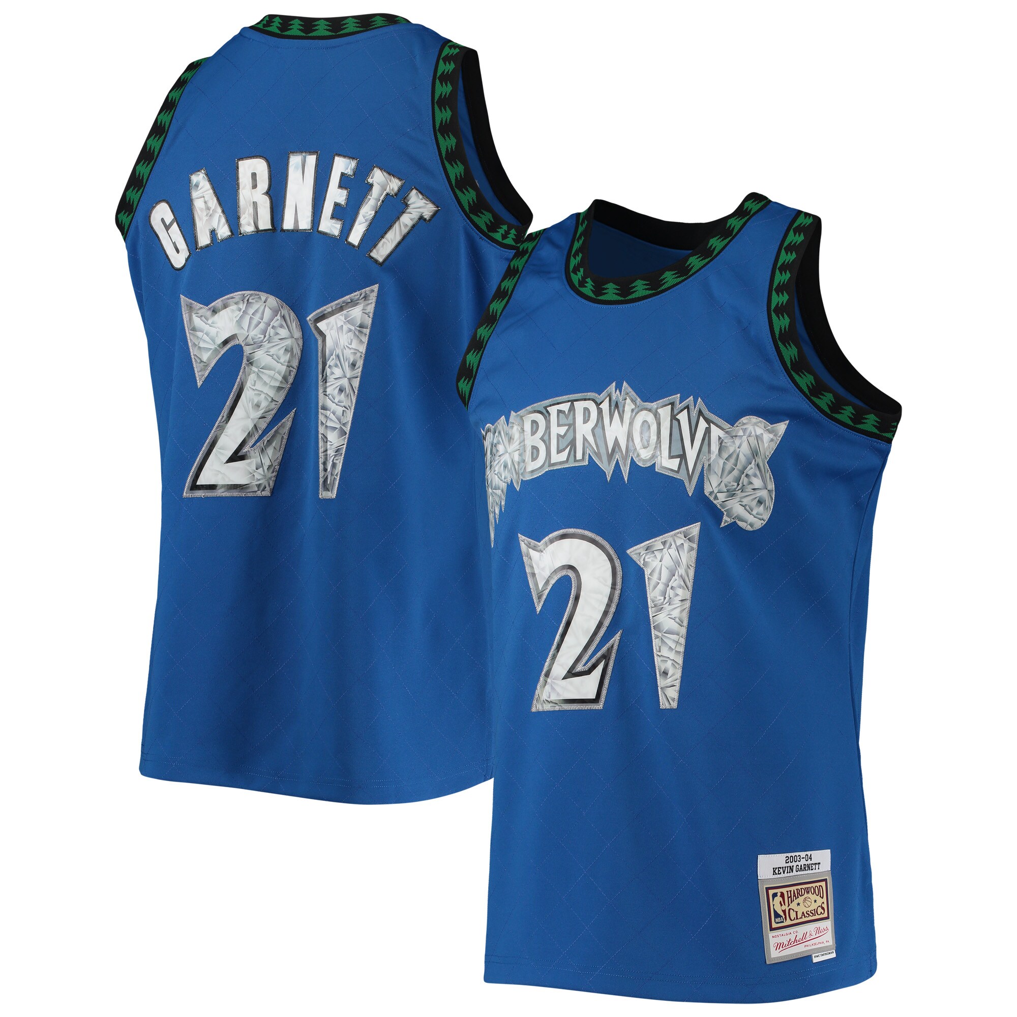 Kevin Garnett Minnesota Timberwolves Mitchell & Ness 2003/04 Hardwood Classics Nba 75th Anniversary Diamond Swingman Basketball Jersey - Blue