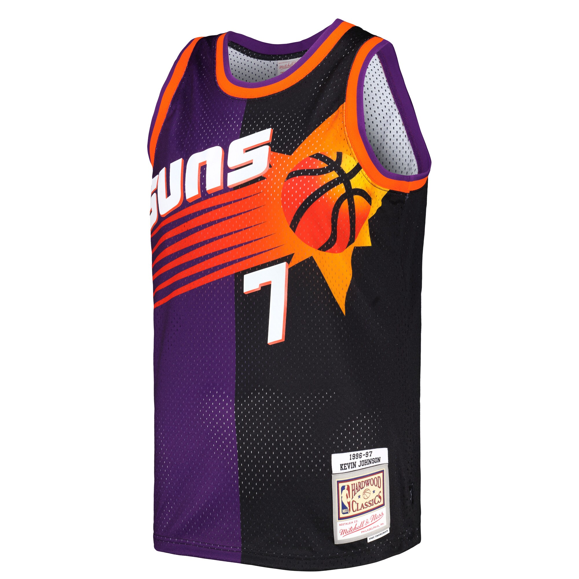 Alternative view of Kevin Johnson Phoenix Suns Mitchell & Ness Hardwood Classics 1996/97 Split Swingman Basketball Jersey - Purple/black