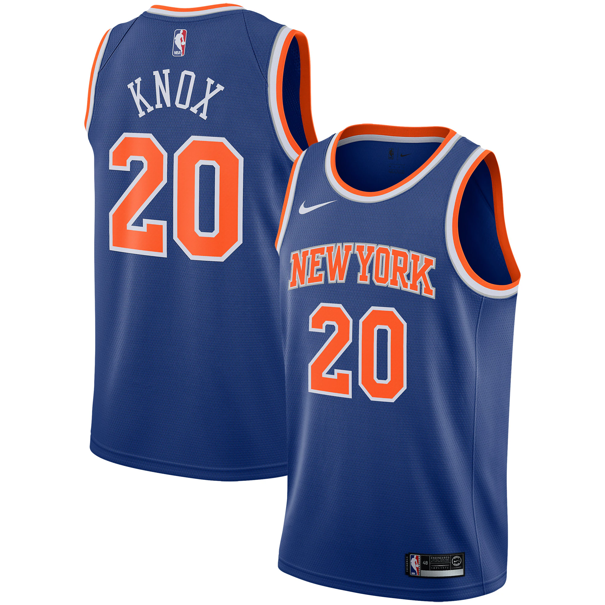 Alternative view of Kevin Knox New York Knicks Swingman Basketball Jersey – Blue