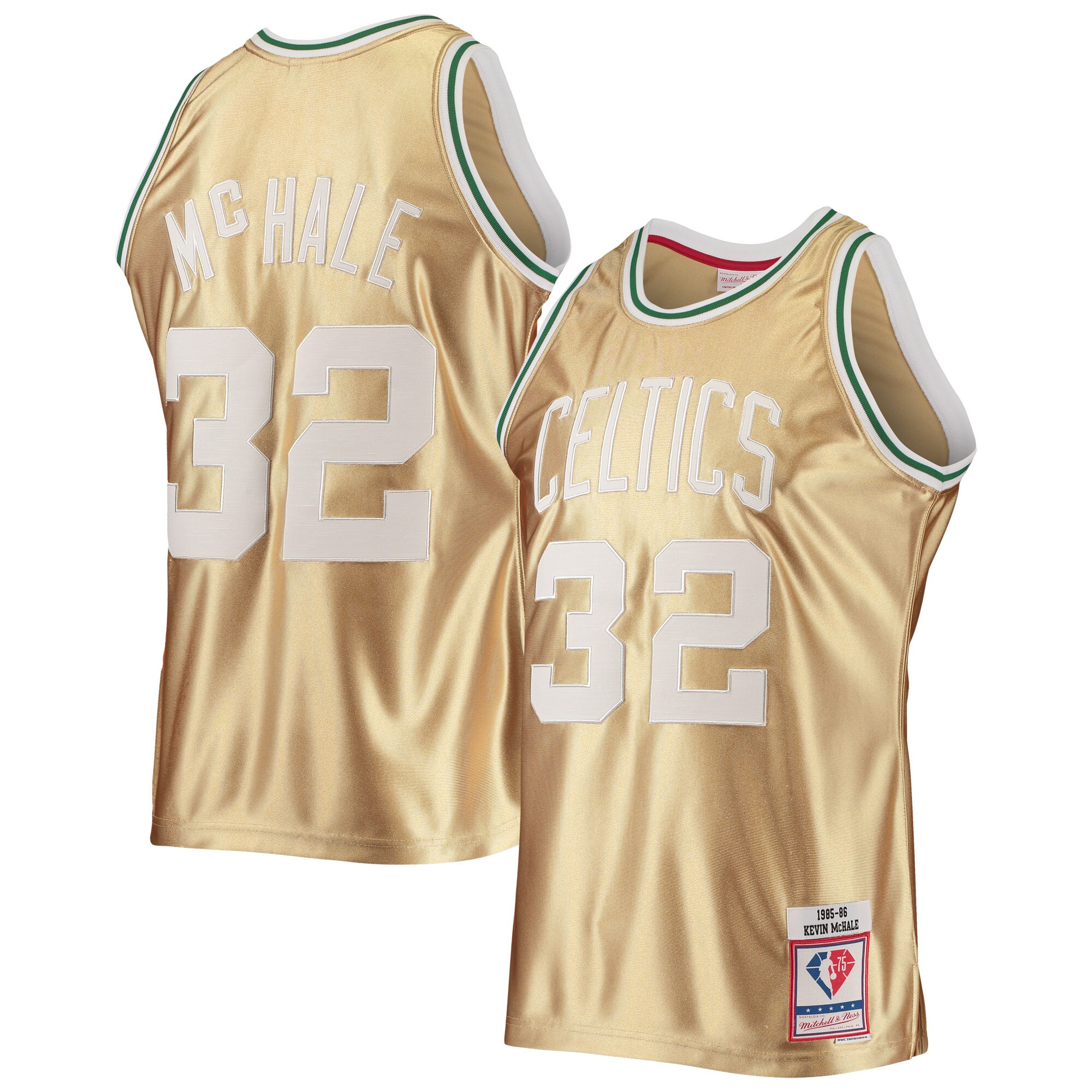 Kevin Mchale Boston Celtics Mitchell & Ness 75th Anniversary 1985/86 Hardwood Classics Swingman Basketball Jersey - Gold