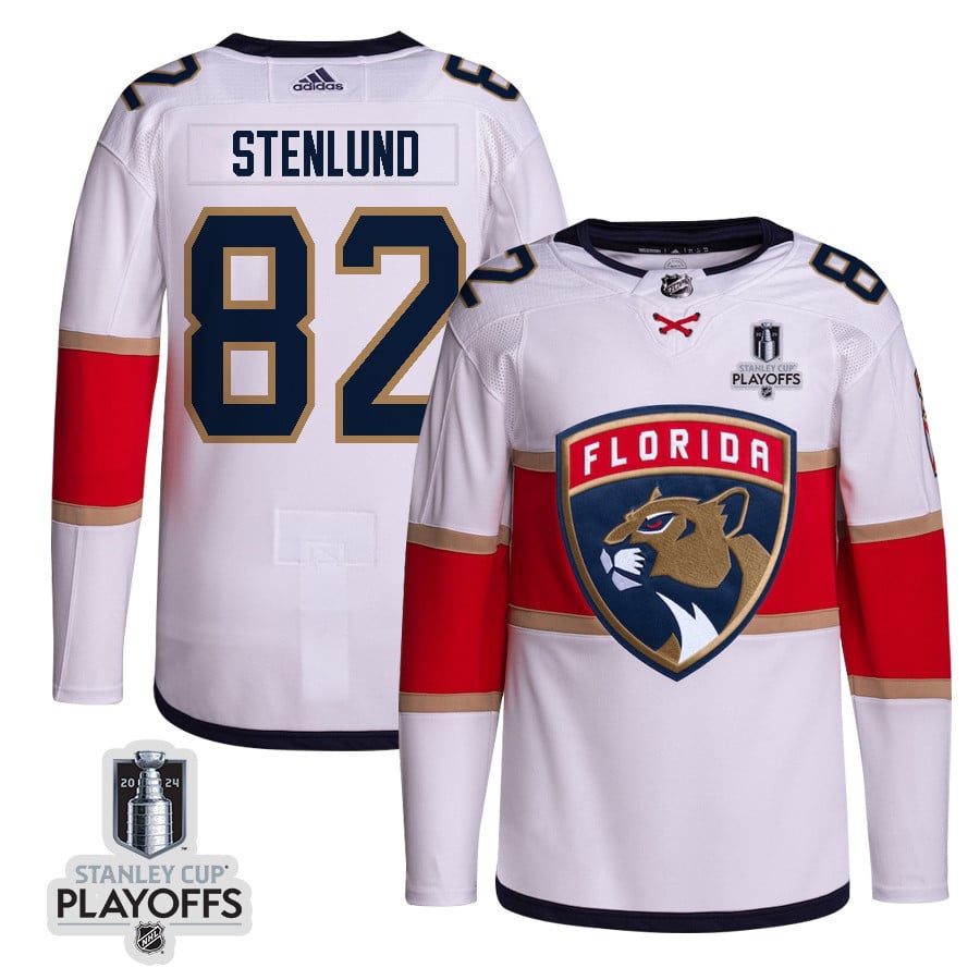 Kevin Stenlund 82 Florida Panthers 2024 NHL Playoffs Patch Away Hockey Jersey Customized - Men, White - JS741 
