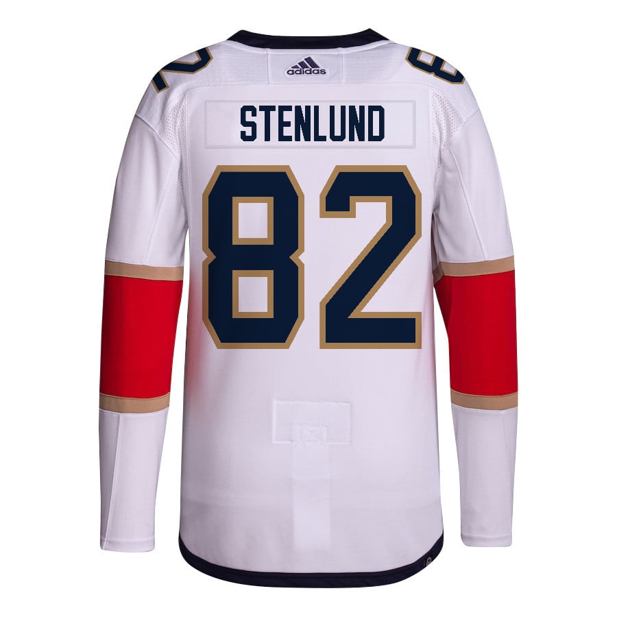 Alternative view of Kevin Stenlund 82 Florida Panthers 2024 NHL Playoffs Patch Away Hockey Jersey Customized - Men, White - JS741 