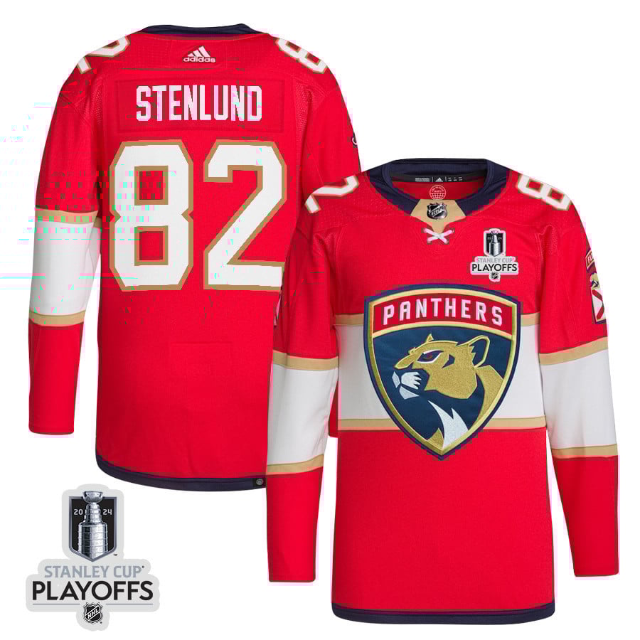 Kevin Stenlund 82 Florida Panthers 2024 NHL Playoffs Patch Home Hockey Jersey - Men, Red - JS498 
