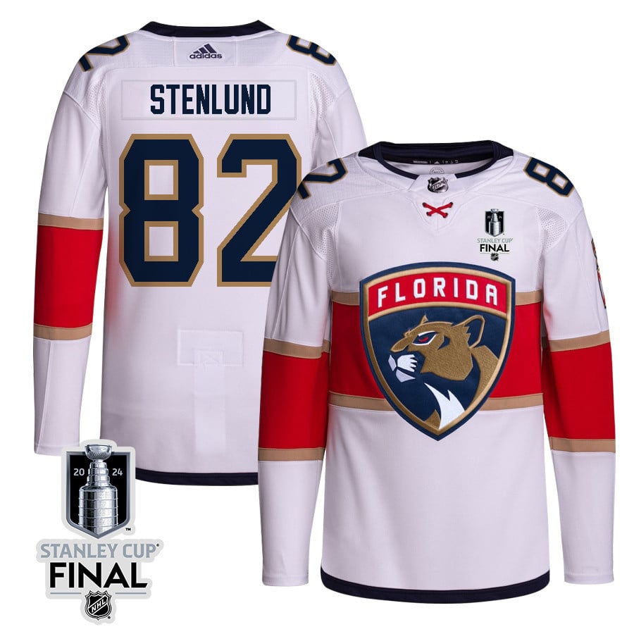 Kevin Stenlund 82 Florida Panthers 2024 STANLEY CUP Final Away Breakaway Hockey Jersey - Men, White - JS680 