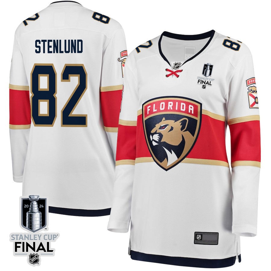 Kevin Stenlund 82 Florida Panthers 2024 STANLEY CUP Final Women's Away Breakaway Hockey Jersey - White - JS218 