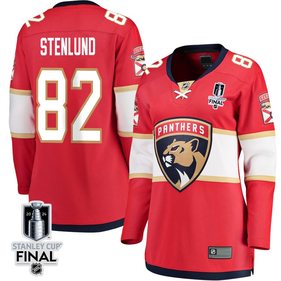 Kevin Stenlund 82 Florida Panthers 2024 STANLEY CUP Final Women's Home Breakaway Hockey Jersey - Red - JS625 
