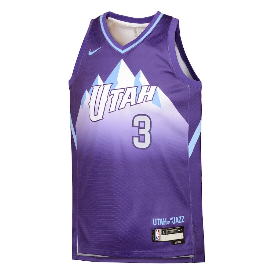 Alternative view of Keyonte George 3 Utah Jazz 2024/25 Swingman Player YOUTH Basketball Jersey - City Edition - Purple - JS574 