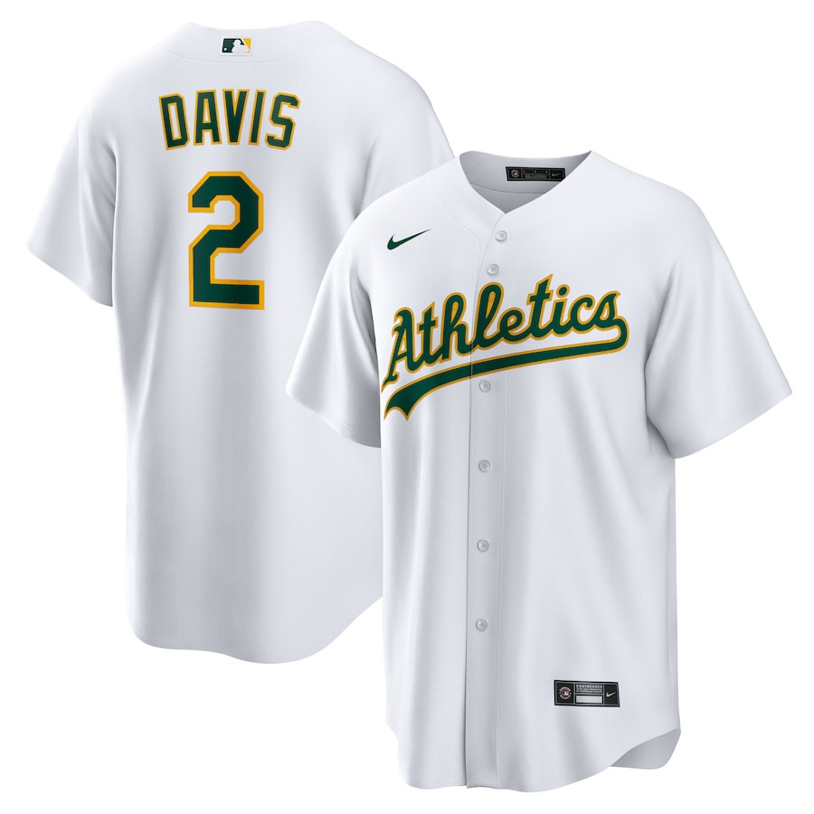 Khris Davis 2 Oakland Athletics Home Men Baseball Jersey - White 