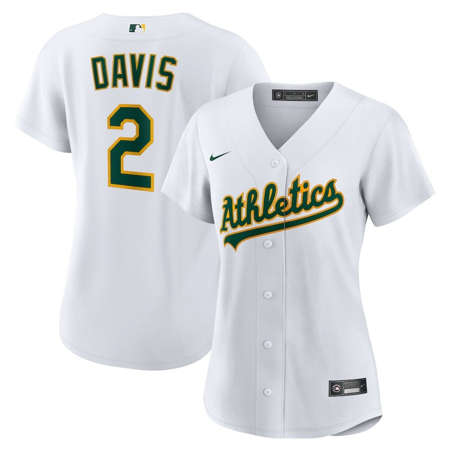 Khris Davis 2 Oakland Athletics Women's Home Player Baseball Jersey - White 