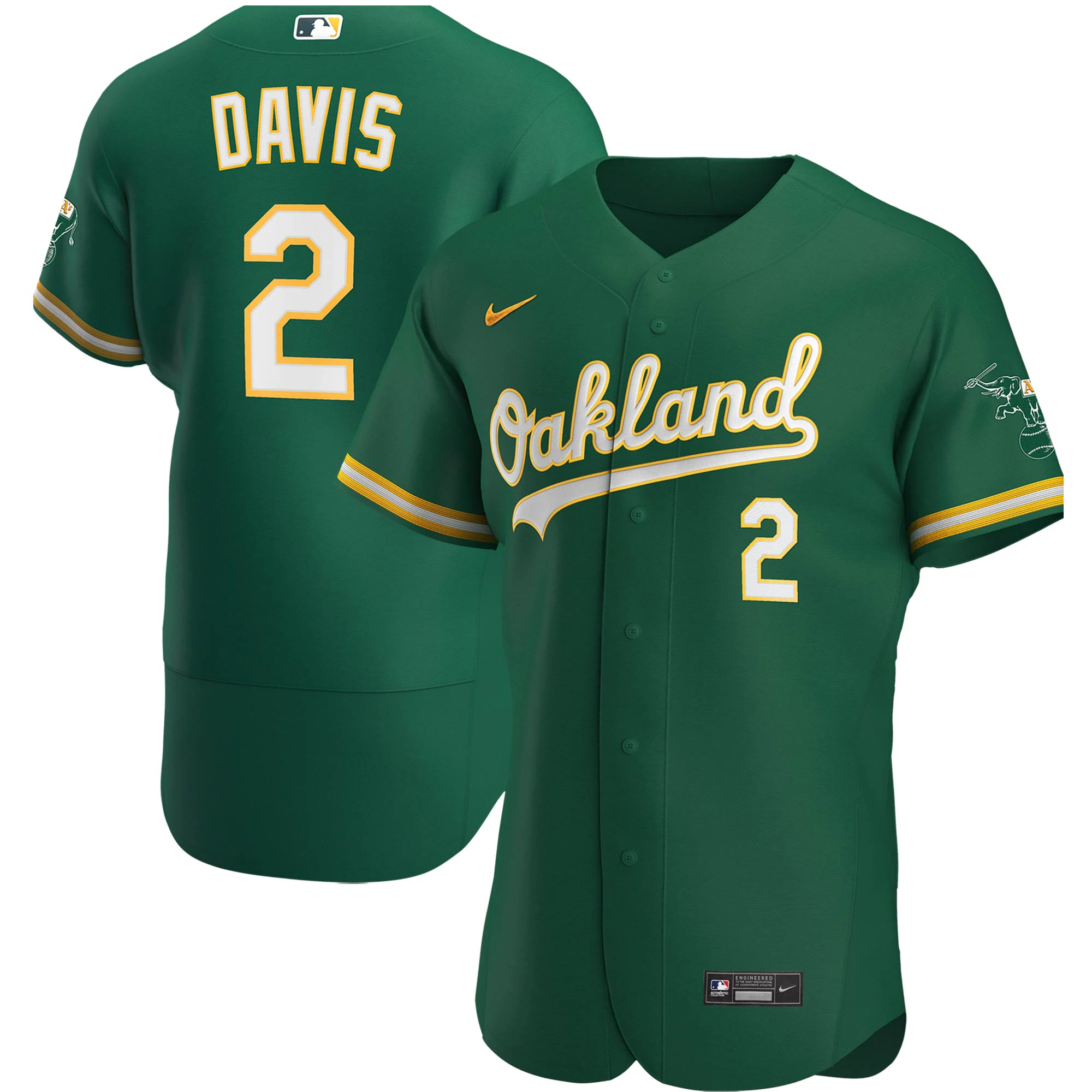 Alternative view of Khris Davis Oakland Athletics Alternate Authentic Player Baseball Jersey – Kelly Green