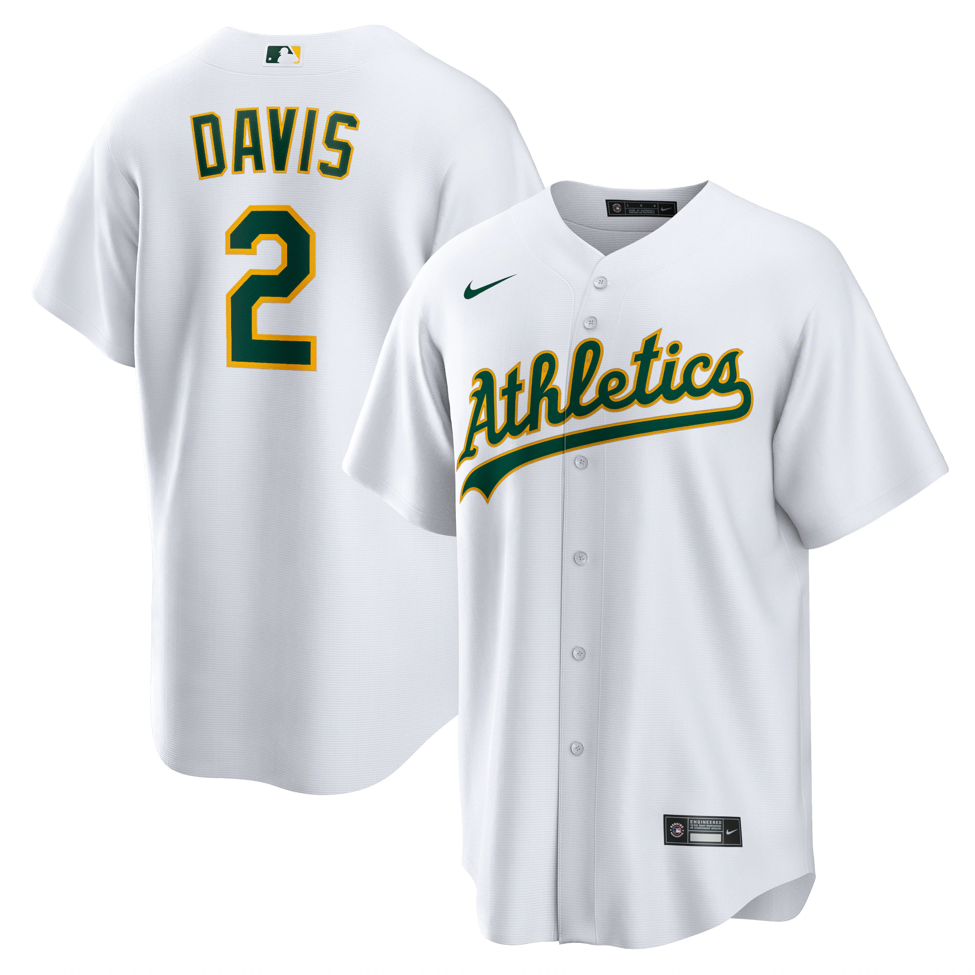 Alternative view of Khris Davis Oakland Athletics Home Replica Player Name Baseball Jersey – White
