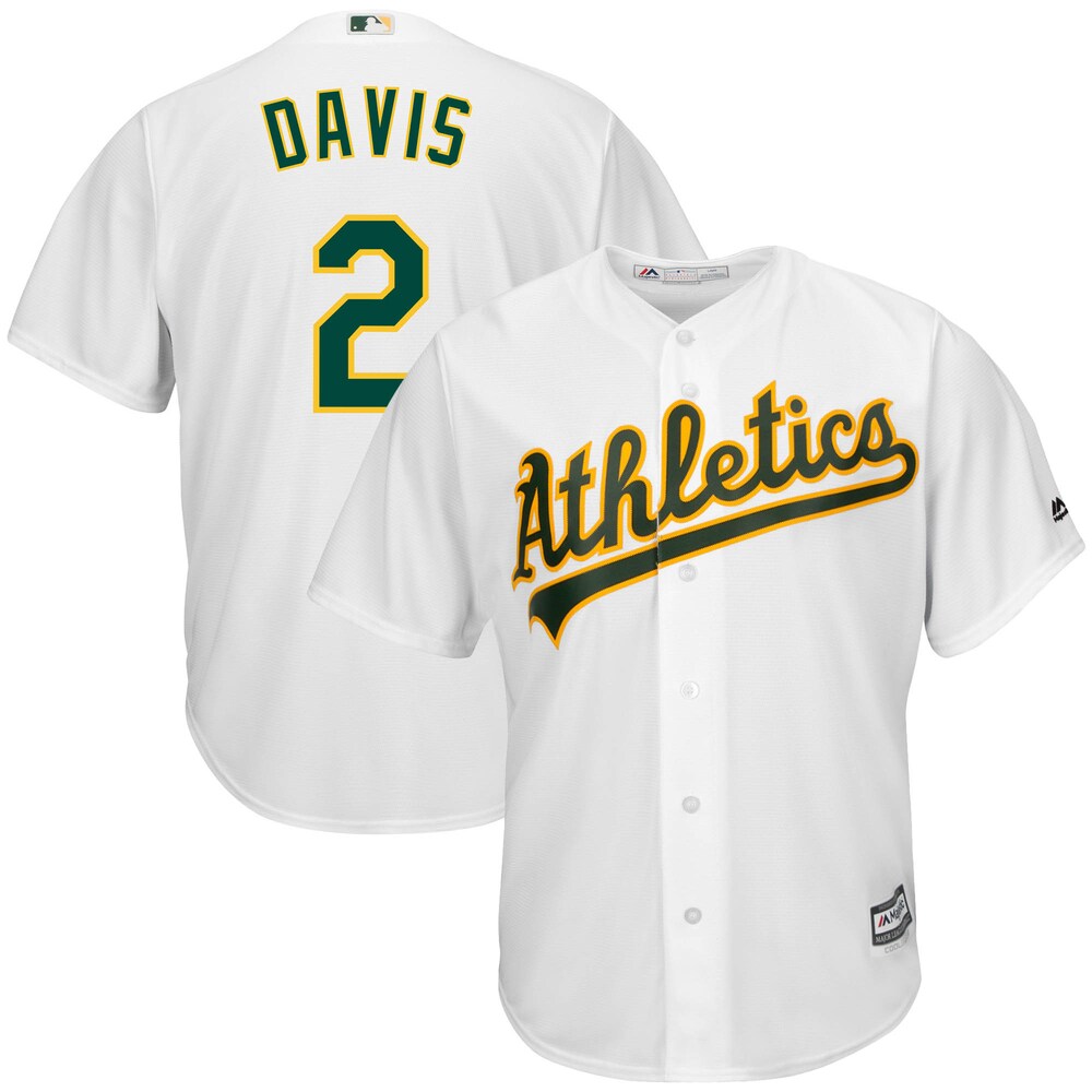 Khris Davis Oakland Athletics Majestic Home Official Cool Base Player Baseball Jersey - White